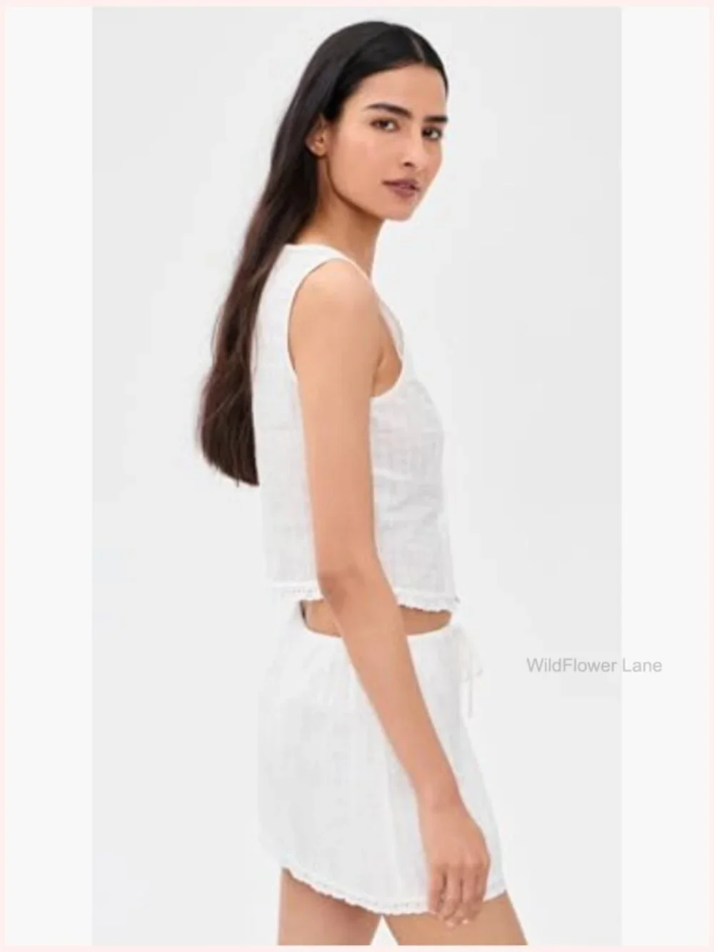 Eyelet Tank Top with Ruffle Trim - Picture 4 of 6